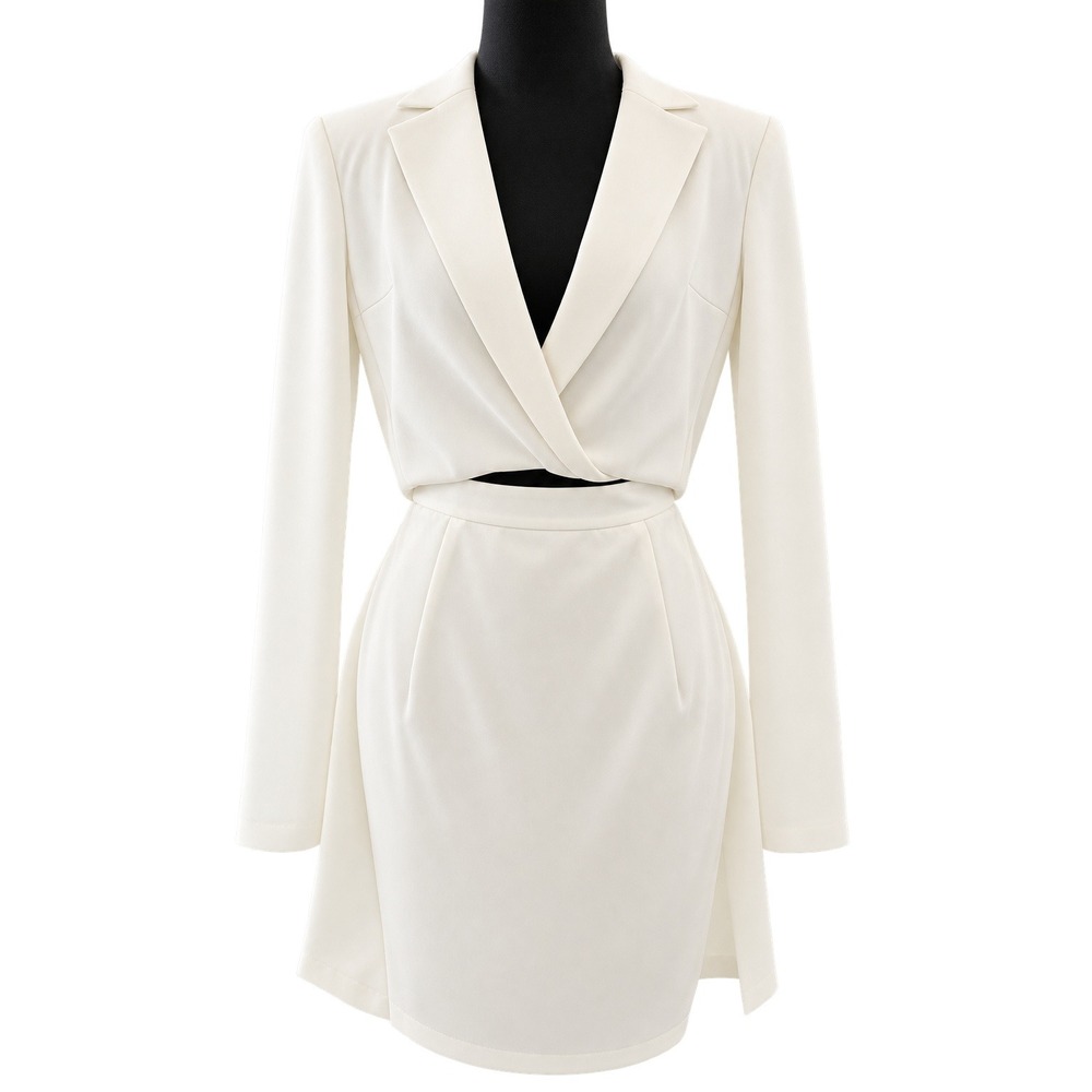 Pinko Alejandra Abito Dress Womens 6 White NWT Crepe Stretch Cutout Blazer Mini